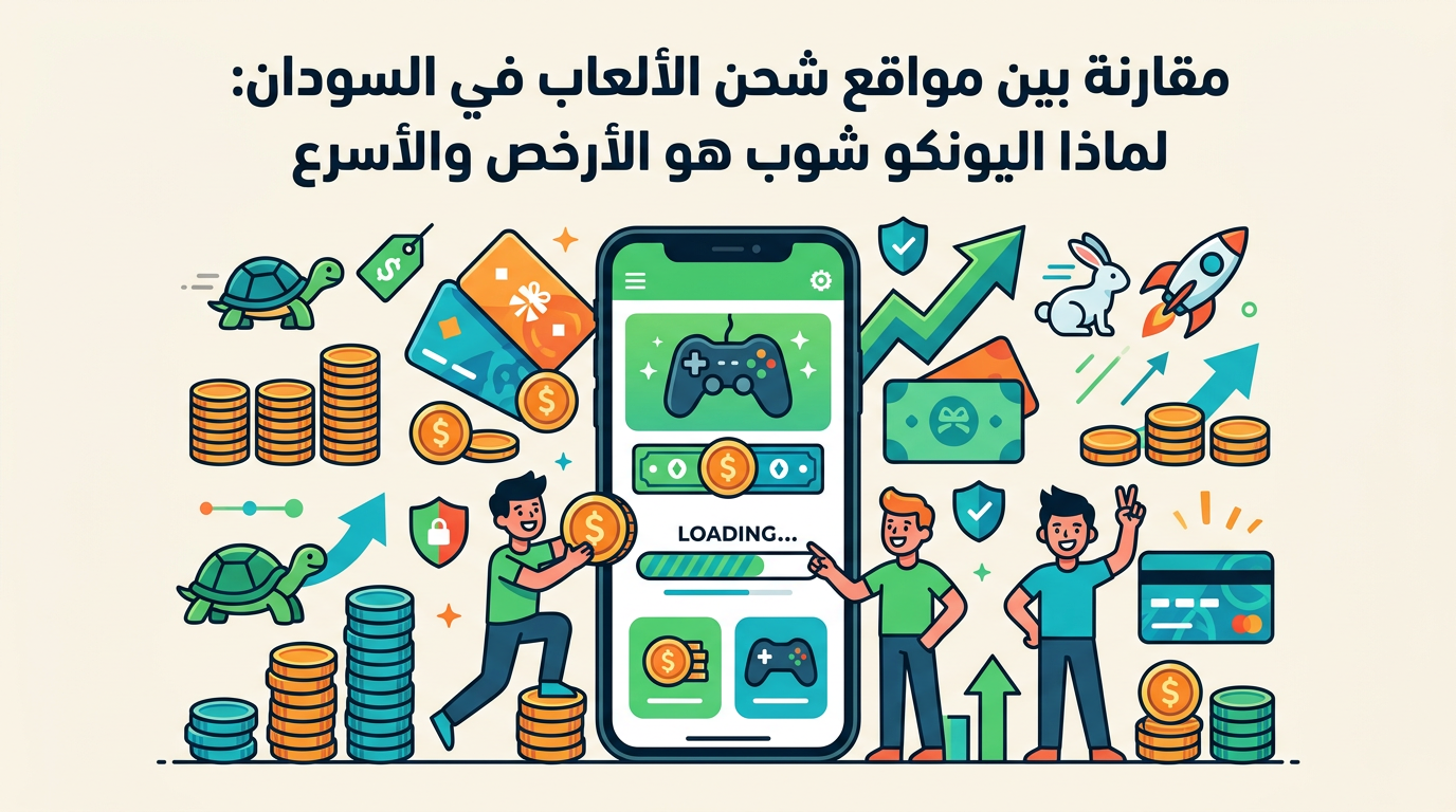 مقارنة بين مواقع شحن الألعاب في السودان: لماذا اليونكو شوب هو الأرخص والأسرع